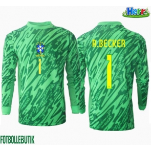 Brasilien Alisson Becker #1 Målvakt Hemmatröja Copa America 2024 Långärmad